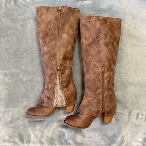 Not Rated Brown Knee High Heeled Boots